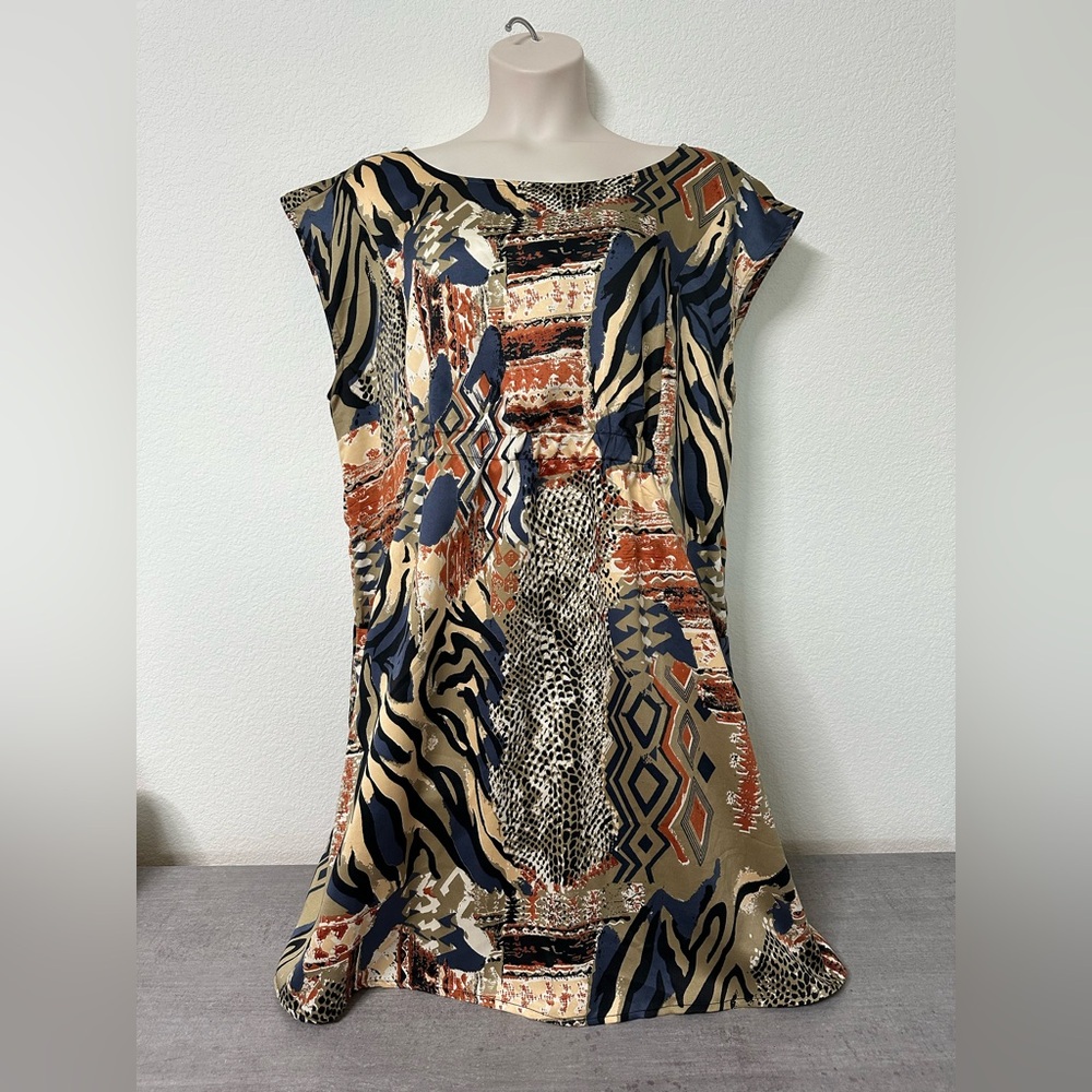 Women’s Plus American Rag Multicolor Abstract Animal Print Dress with Pockets 3X